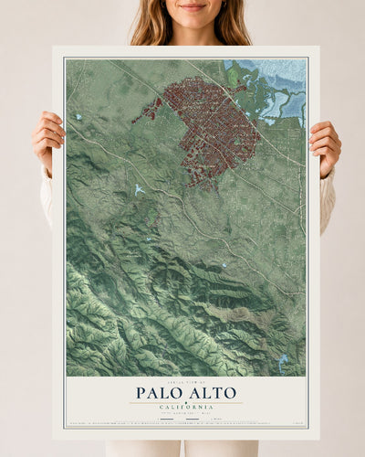 Map of Palo Alto, California, 24 x 36 inch unframed archival matte print