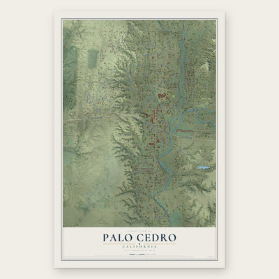 Palo Cedro, California map print, the full design