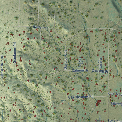 Close-up of the map of Palo Cedro, California print showing street and building detail
