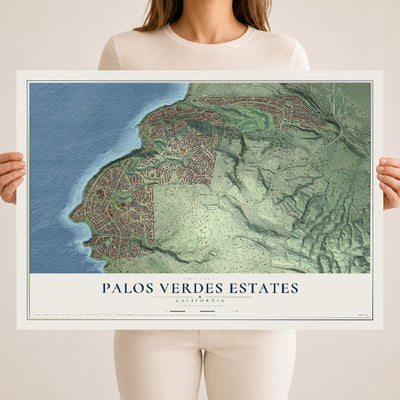 Map of Palos Verdes Estates, California, 18 x 24 inch unframed archival matte print