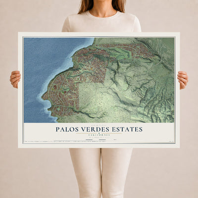 Map of Palos Verdes Estates, California, 24 x 36 inch unframed archival matte print