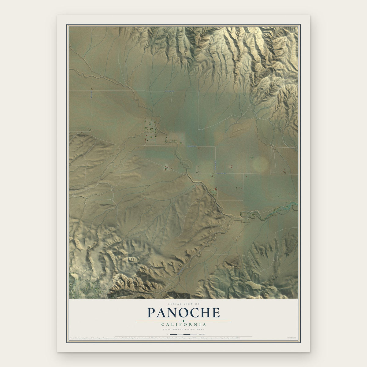 Panoche, California map print, the full design