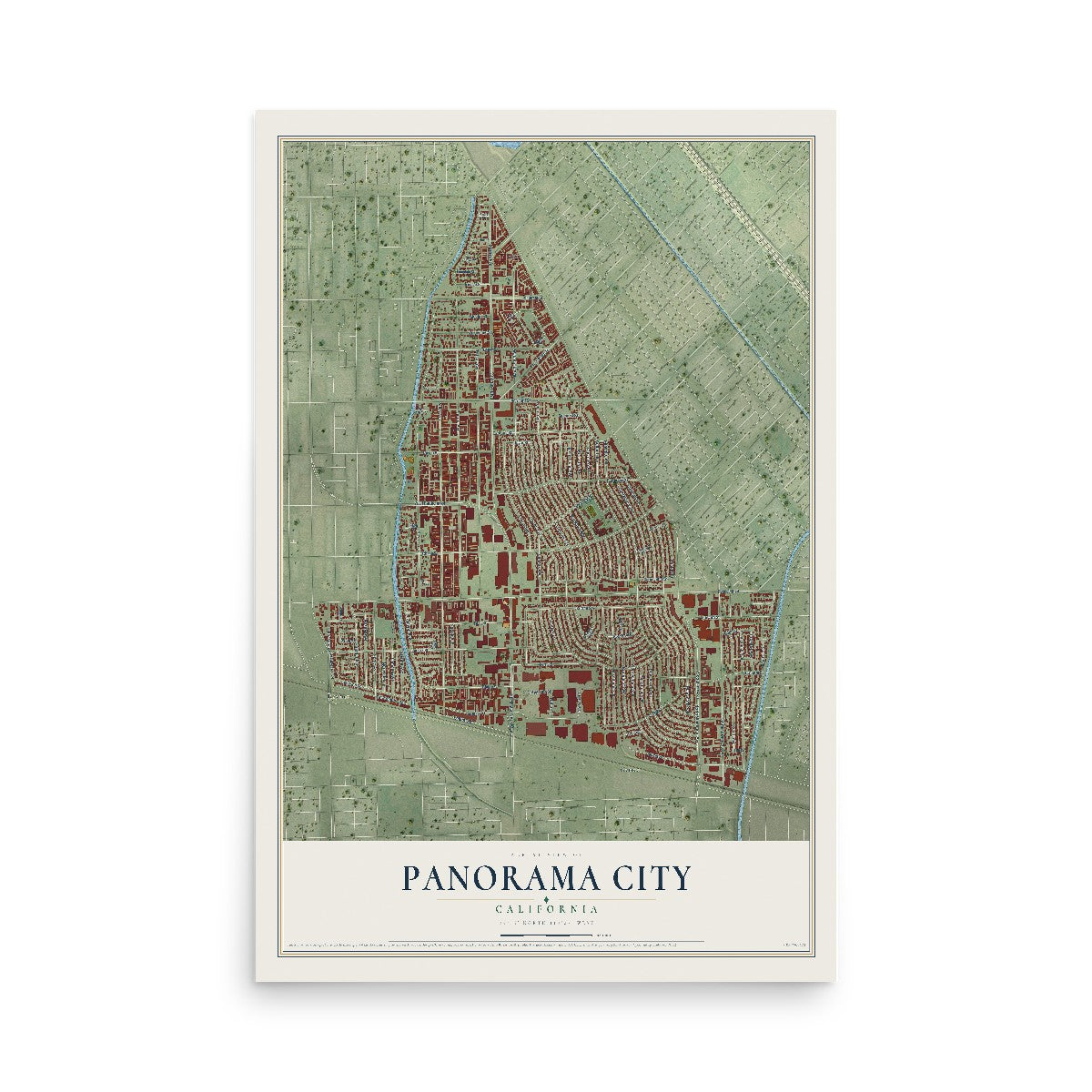 Map of Panorama City, California, 12 x 18 inch unframed archival matte print