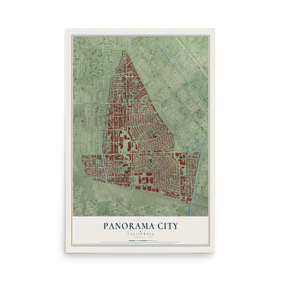 Map of Panorama City, California, 12 x 18 inch unframed archival matte print