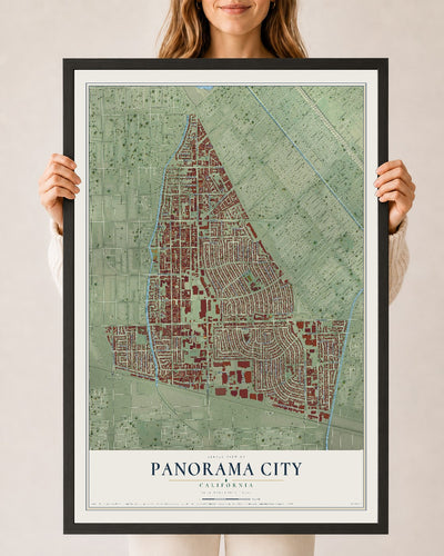 Map of Panorama City, California, 24 x 36 inch print in a black wood frame