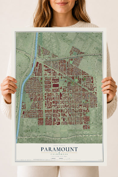 Map of Paramount, California, 18 x 24 inch unframed archival matte print