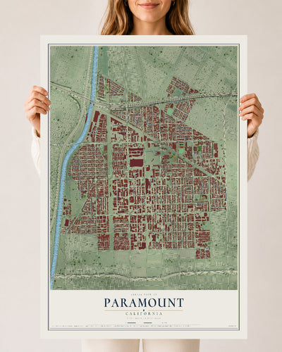 Map of Paramount, California, 24 x 36 inch unframed archival matte print