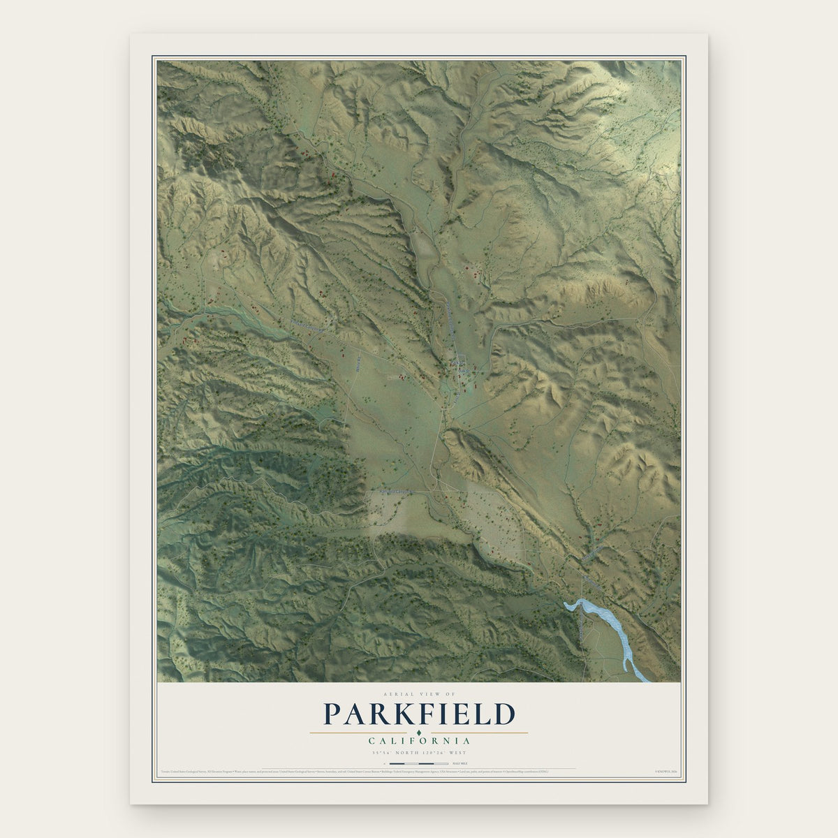 Parkfield, California map print, the full design