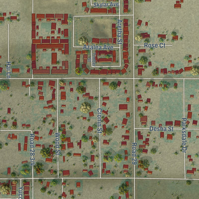 Close-up of the map of Parksdale, California print showing street and building detail