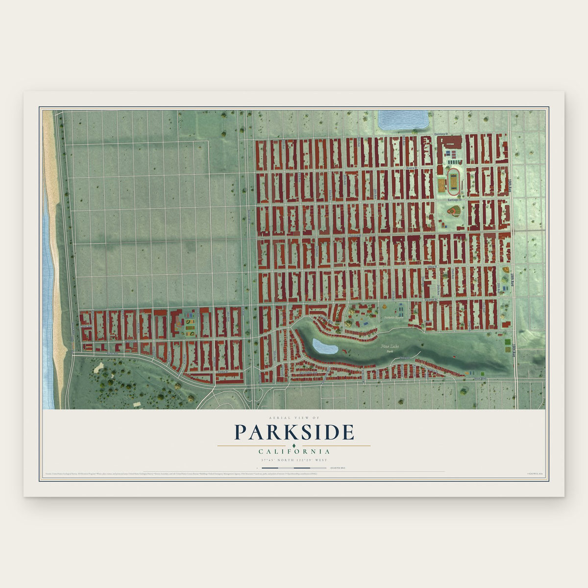 Parkside, California map print, the full design