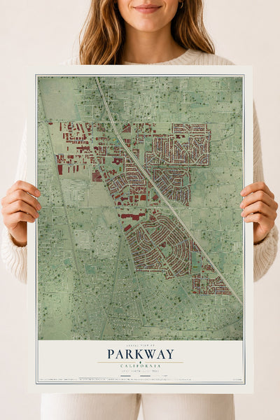 Map of Parkway, California, 18 x 24 inch unframed archival matte print