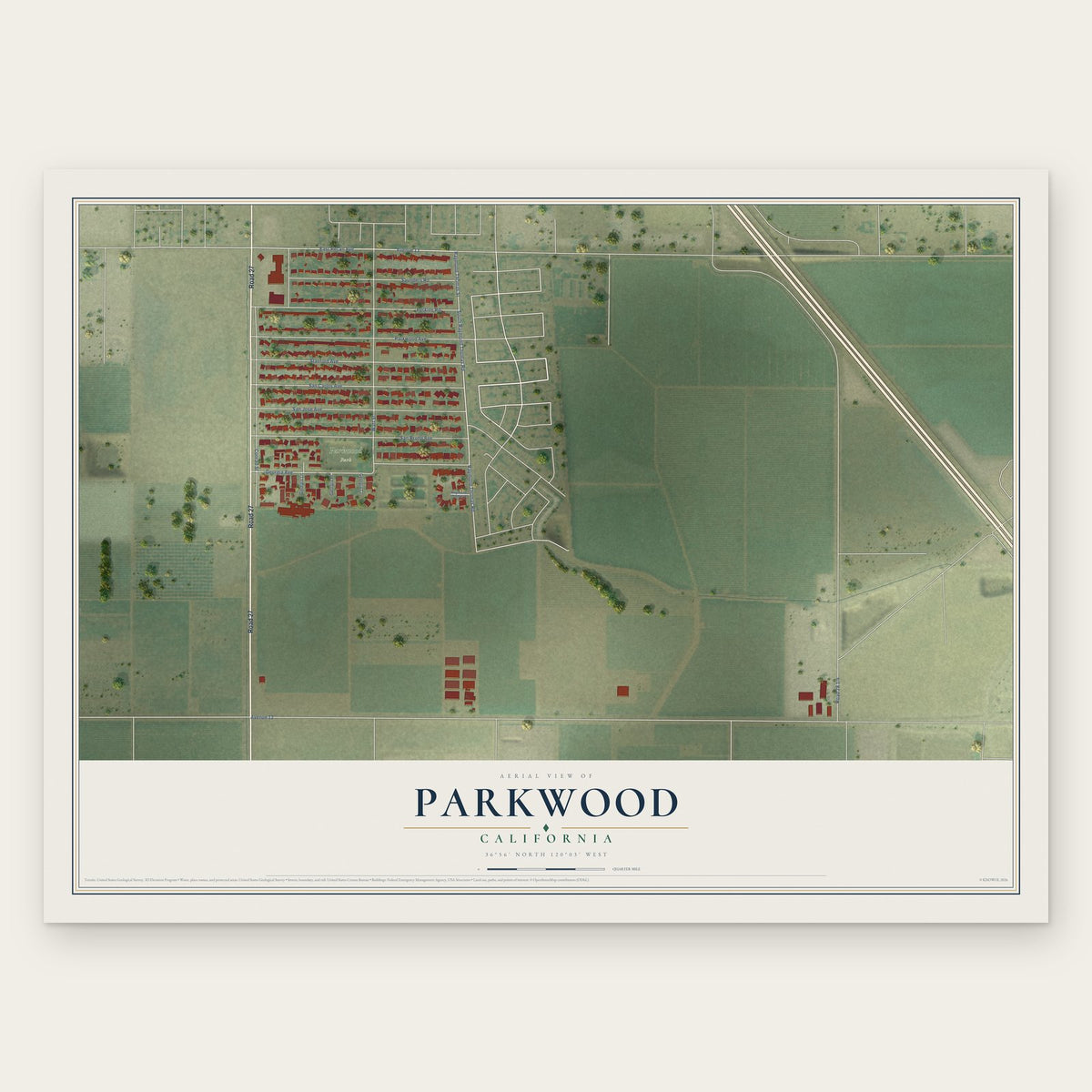 Parkwood, California map print, the full design