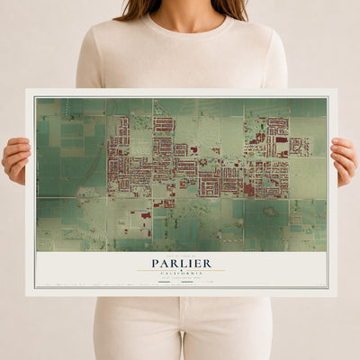 Map of Parlier, California, 12 x 18 inch unframed archival matte print