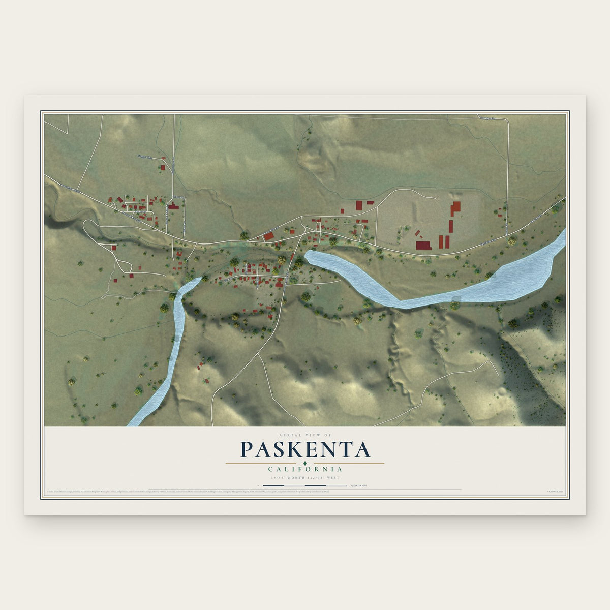 Paskenta, California map print, the full design