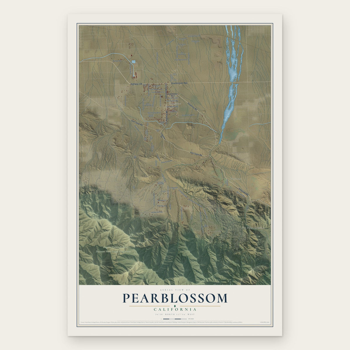 Pearblossom, California map print, the full design