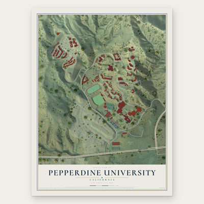 Pepperdine University, California map print, the full design