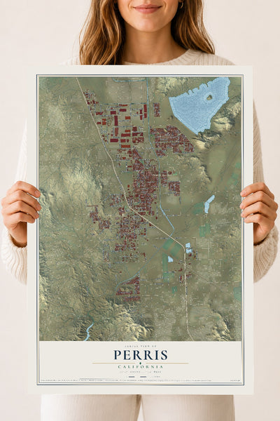 Map of Perris, California, 18 x 24 inch unframed archival matte print