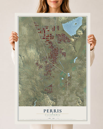 Map of Perris, California, 24 x 36 inch unframed archival matte print
