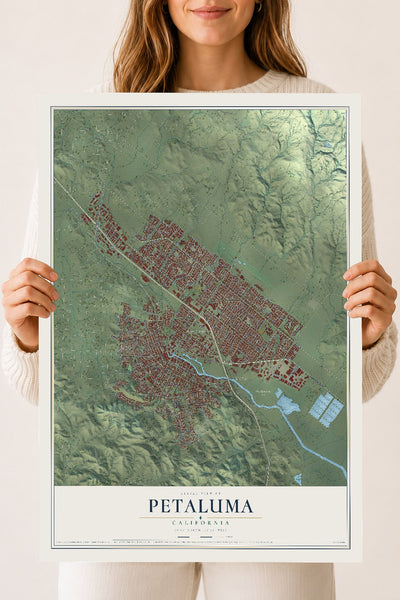 Map of Petaluma, California, 18 x 24 inch unframed archival matte print