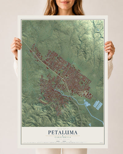Map of Petaluma, California, 24 x 36 inch unframed archival matte print