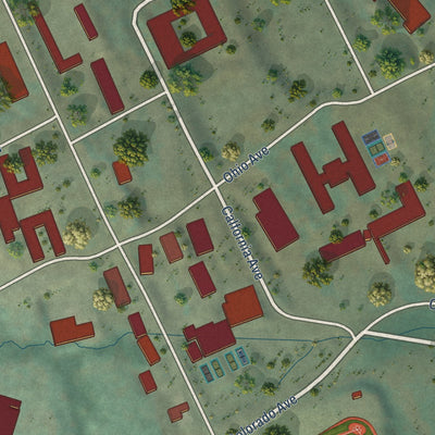 Close-up of the map of Petaluma Center, California print showing street and building detail