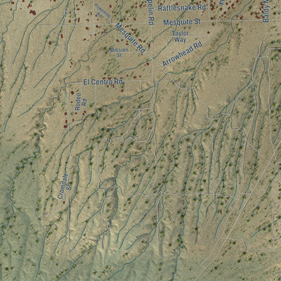 Second close-up of the map of Phelan, California print showing more streets and buildings