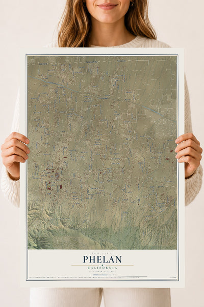 Map of Phelan, California, 18 x 24 inch unframed archival matte print