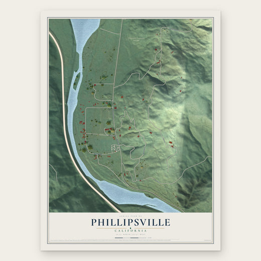 Phillipsville, California map print, the full design