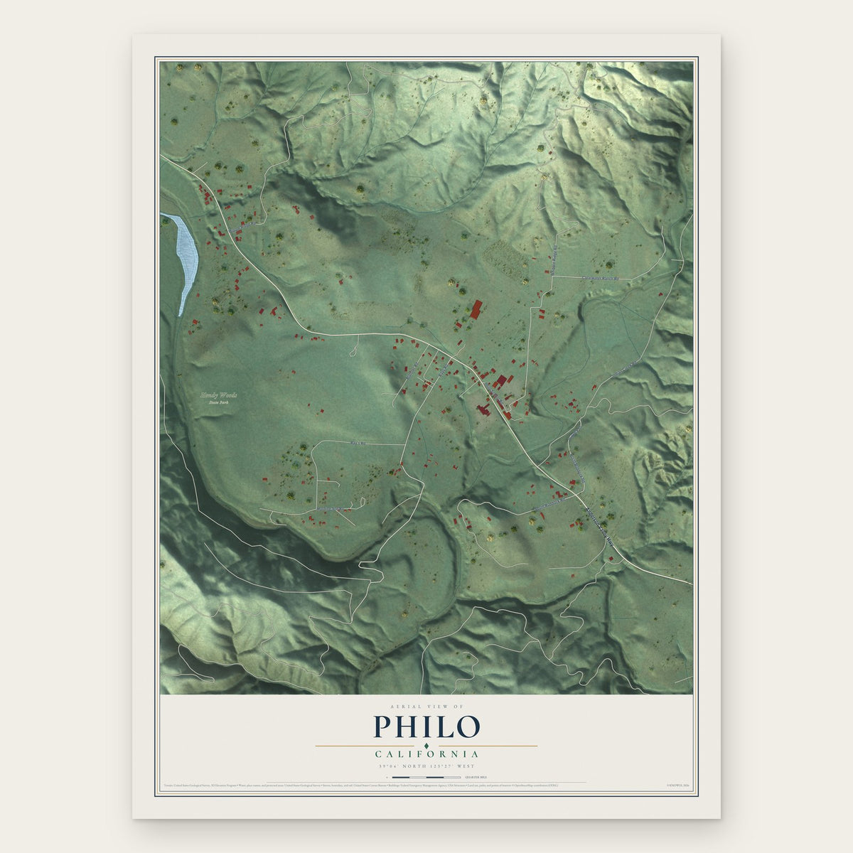 Philo, California map print, the full design