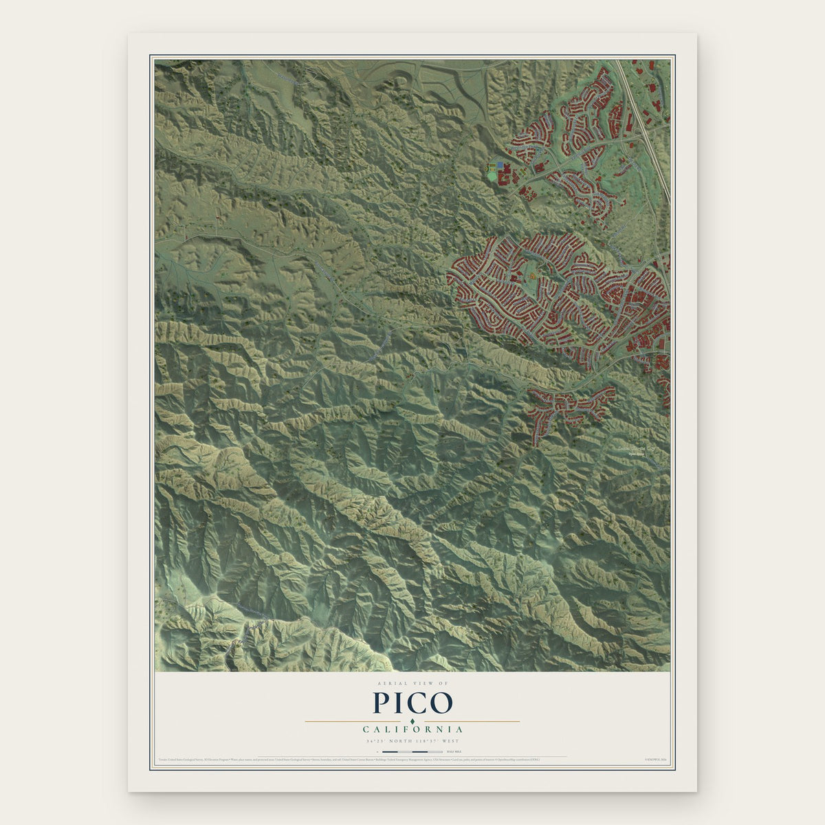 Pico, California map print, the full design