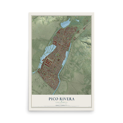 Map of Pico Rivera, California, 12 x 18 inch unframed archival matte print