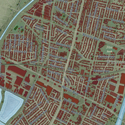 Second close-up of the map of Pico Rivera, California print showing more streets and buildings