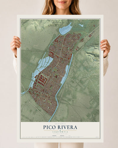 Map of Pico Rivera, California, 24 x 36 inch unframed archival matte print