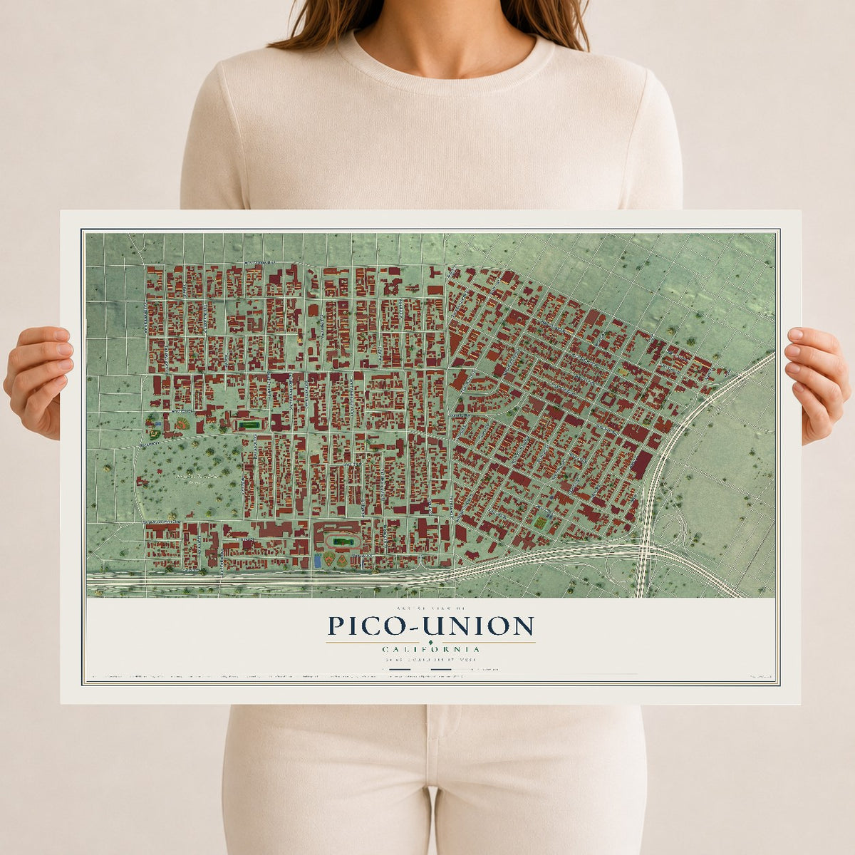 Map of Pico-Union, California, 12 x 18 inch unframed archival matte print