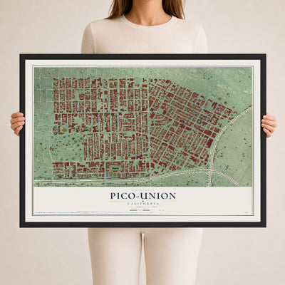 Map of Pico-Union, California, 24 x 36 inch print in a black wood frame