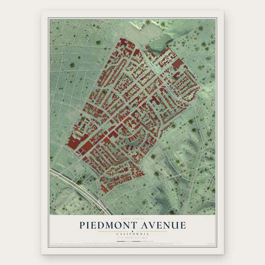 Piedmont Avenue, California map print, the full design