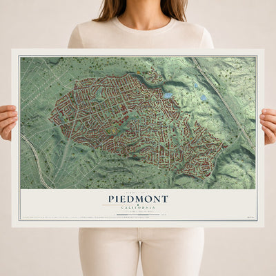 Map of Piedmont, California, 18 x 24 inch unframed archival matte print