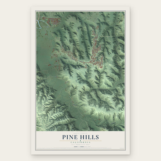Pine Hills, California map print, the full design
