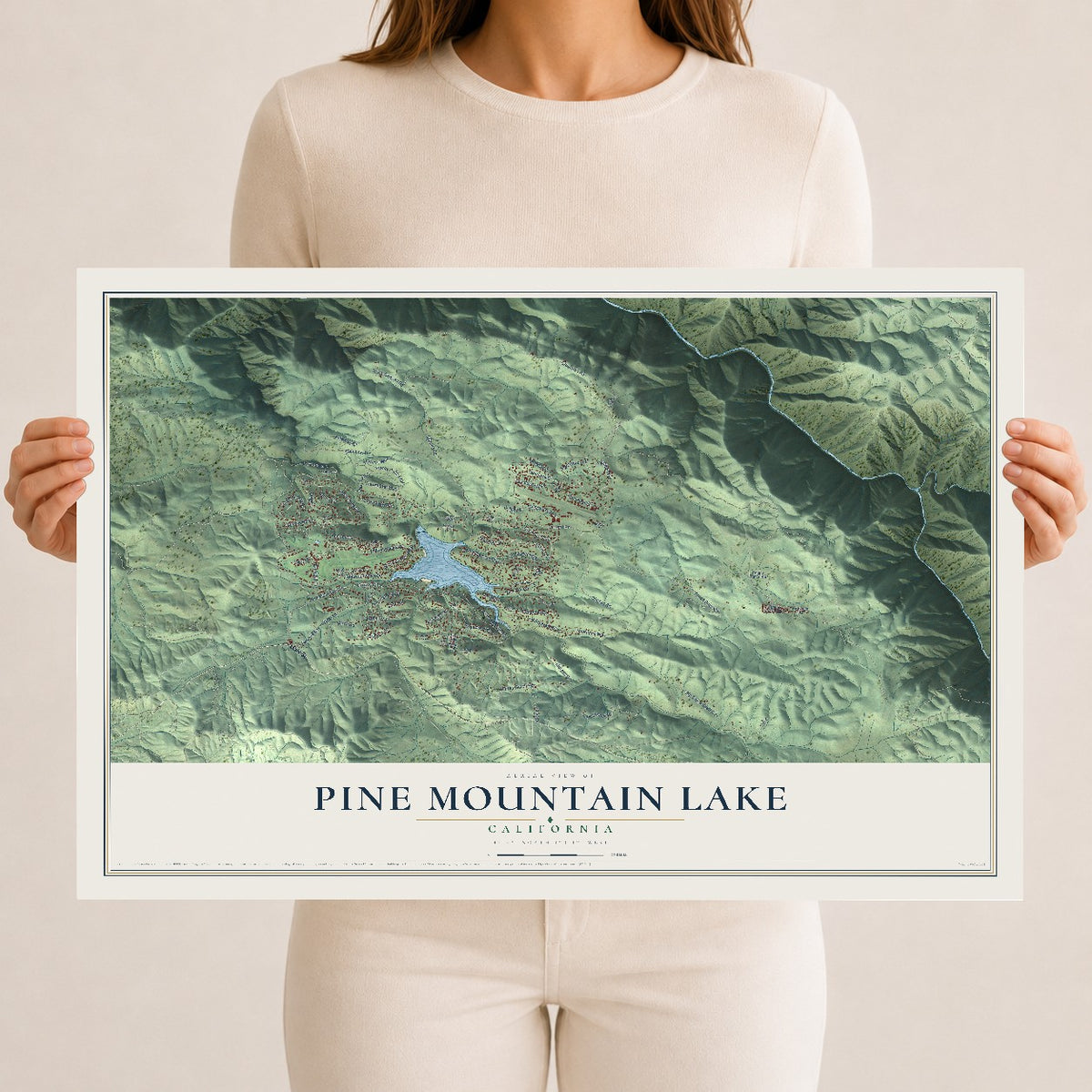 Map of Pine Mountain Lake, California, 12 x 18 inch unframed archival matte print