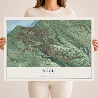 Map of Pinole, California, 18 x 24 inch unframed archival matte print