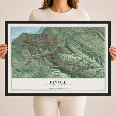 Map of Pinole, California, 18 x 24 inch print in a black wood frame