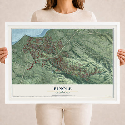 Map of Pinole, California, 18 x 24 inch print in a white wood frame