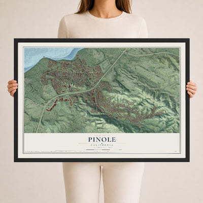 Map of Pinole, California, 24 x 36 inch print in a black wood frame