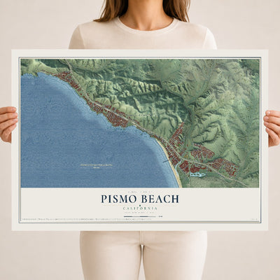 Map of Pismo Beach, California, 18 x 24 inch unframed archival matte print