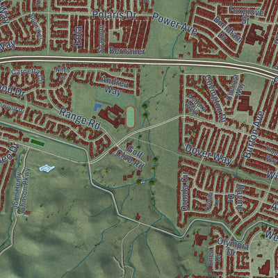Second close-up of the map of Pittsburg, California print showing more streets and buildings