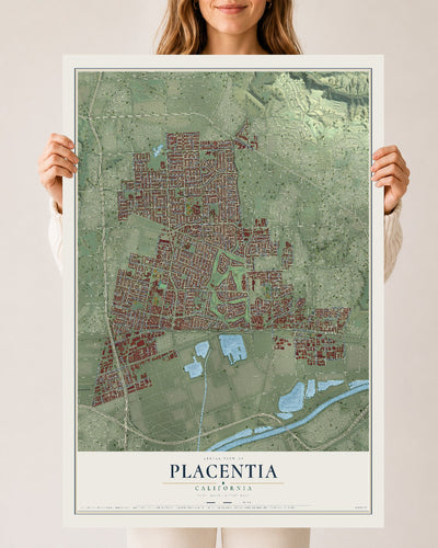 Map of Placentia, California, 24 x 36 inch unframed archival matte print