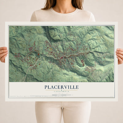 Map of Placerville, California, 18 x 24 inch unframed archival matte print