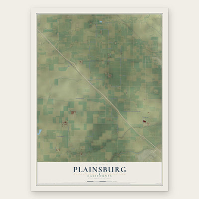 Plainsburg, California map print, the full design