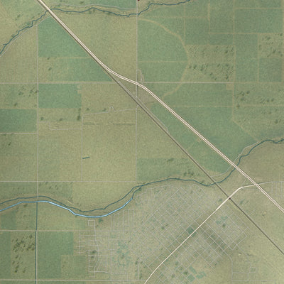 Close-up of the map of Plainsburg, California print showing street and building detail