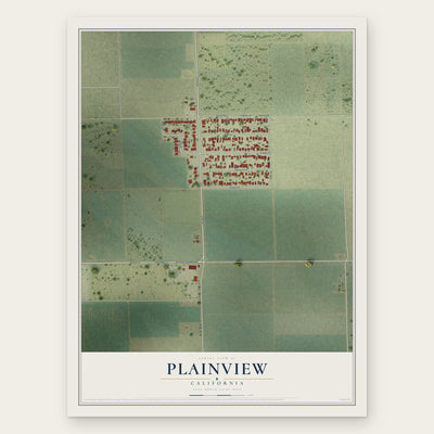 Plainview, California map print, the full design